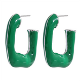 Harley Verde Square Hoop Earrings – Bold & Trendy Geometric Jewelry | Huna Jewelry