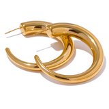 Tess C-Circle Earrings – Tarnish-Resistant, Modern & Elegant | Huna Jewelry