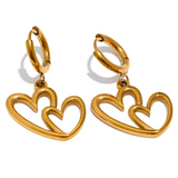 Viviana Entwined Hearts – Hollow Heart Earrings & Necklace Set | Huna Jewelry