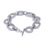 Xenia Textured Chain Bracelet – Modern Oval & Round Links with Toggle | Huna Jewelry