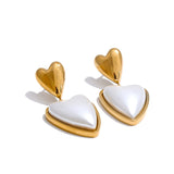 Celia Heart Drop Earrings – Dainty Pearl Statement Jewelry | Huna Jewelry