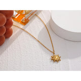 Eviana Gold Sun Pendant Necklace – Stainless Steel & Stylish | Huna Jewelry