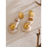 Madison Resin Shell Conch Drop Earrings – Coastal Charm with Modern Style | Huna Jewelry