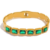 Myla Green & White Bangle Bracelet – Waterproof, Timeless & Elegant | Huna Jewelry