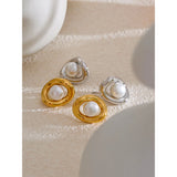 Phaedra Pearl Stud Earrings – Hypoallergenic, Modern & Classic | Huna Jewelry