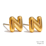 Charlie A-Z Initial Stud Earrings – Minimalist & Tarnish-Resistant | Huna Jewelry