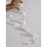 Flaviana Pearl Bead Chain Necklace – Elegant Gold Stainless Steel | Huna Jewelry