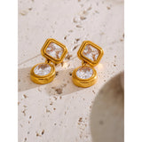 Beatrice Drop Earrings – Shiny Square & Round Elegant Design | Huna Jewelry