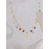 Annamaria Natural Stone Flower Necklace – Trendy Waterproof Jewelry | Huna Jewelry
