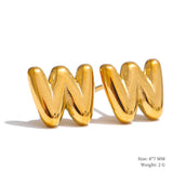 Charlie A-Z Initial Stud Earrings – Minimalist & Tarnish-Resistant | Huna Jewelry