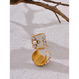 White Enamel Hoops – Gold-Plated Stainless Steel Earrings | Huna Jewelry