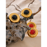 Iris Round Stud Earrings – Waterproof Chic Jewelry | Huna Jewelry