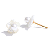 Lila Pearl Shell Flower Stud Earrings – Dainty & Elegant Jewelry | Huna Jewelry