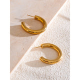 Kendall C-Shape Huggie Hoop Earrings – Daily Chic Stainless Steel Jewelry | Huna Jewelry
