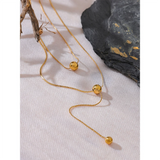 Camilla Layered Y Necklace – Long Chain with Round Beads, Simple & Elegant | Huna Jewelry
