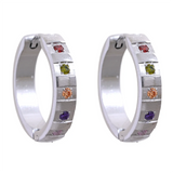 Lucy Hoop Earrings – Colorful Cubic Zirconia & Waterproof Design | Huna Jewelry