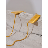 Leonie Rectangle Pendant Necklace & Earrings – Bold & Elegant Piece | Huna Jewelry