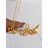 Viviana Entwined Hearts – Hollow Heart Earrings & Necklace Set | Huna Jewelry