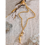 Violet Y Chain Necklace – Waterproof Pearl & Shell Fish Pendant | Huna Jewelry