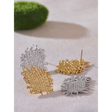 Kristen Square Stud Earrings – Textured & Water Resistant Design | Huna Jewelry