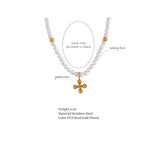 Emma Cross Pendant Necklace – Pearl & Gold Beaded Chic Jewelry | Huna Jewelry