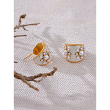 White Enamel Hoops – Gold-Plated Stainless Steel Earrings | Huna Jewelry