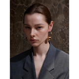 Petra 25mm Beaded C-Hoop Earrings – Bold & Modern Jewelry | Huna Jewelry