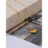 Nova Heart Stripe Pendant Necklace – Elegant Golden Waterproof Jewelry | Huna Jewelry