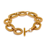 Xenia Textured Chain Bracelet – Modern Oval & Round Links with Toggle | Huna Jewelry