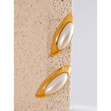 Adelaide Pearl Oval Stud Earrings – Elegant & Timeless Gold Statement Jewelry | Huna Jewelry