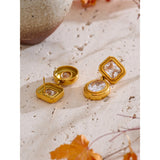 Beatrice Drop Earrings – Shiny Square & Round Elegant Design | Huna Jewelry