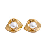 Ronda Pearl Stud Earrings – Elegant & Chic Classic Jewelry for Women | Huna Jewelry