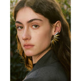 Flo Geometric Flower Petal Stud Earrings – Bold & Smooth Design | Huna Jewelry