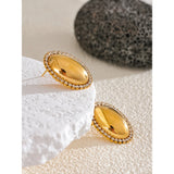 Golden Halo Oval Earrings – Timeless Elegance | Huna Jewelry