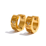 Heart Love Hoop Earrings – 18k Gold-Plated Zircon Jewelry | Huna Jewelry