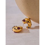 Colette Chunky Gold Curve Earrings – Bold & Sparkling | Huna Jewelry