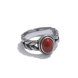 Eva Red Stone Ring – Vintage Oval Statement Jewelry, Rust-Proof | Huna Jewelry