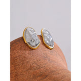 Erin Irregular Round Stud Earrings – Waterproof & Modern Minimalist | Huna Jewelry