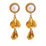 Vida Pearl Flower Earrings – Elegant Drop Dangle Statement Jewelry | Huna Jewelry