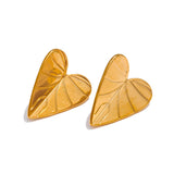 Maia Heart Leaf Stud Earrings – Minimalist & Hypoallergenic | Huna Jewelry