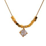 Camila Cubic Zirconia Pendant Necklace – Chic Square Bead Chain | Huna Jewelry