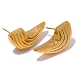 Flynn Striped Geometric Stud Earrings – Unique & Hypoallergenic | Huna Jewelry