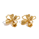 Mackenzie Flower Stud Earrings – Bold Double-Layer Floral Design | Huna Jewelry