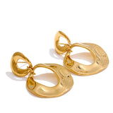 Libby Hollow Round Drop Earrings – Lightweight, Chic & Waterproof | Huna Jewelry