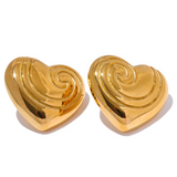 Vienna Heart Swirl Earrings – Bold & Rust-Proof Gold Jewelry | Huna Jewelry