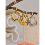 Double Hoop Dangling Earrings – Gold-Plated Statement Jewelry | Huna Jewelry