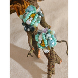 Solara Boho Stud Earrings – Handmade Pearl & Crystal Beaded Charm | Huna Jewelry