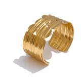 Wendy Textured Cuff Bracelet – Wide Waterproof Bangle for Women | Huna Jewelry