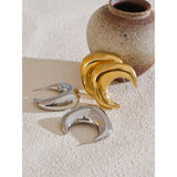 Mia Chunky C-Shape Huggie Earrings – Minimalist Stainless Steel | Huna Jewelry