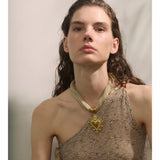 Riley Fabric Necklace with Intricate Gold Heart Pendant – Timeless Jewelry | Huna Jewelry